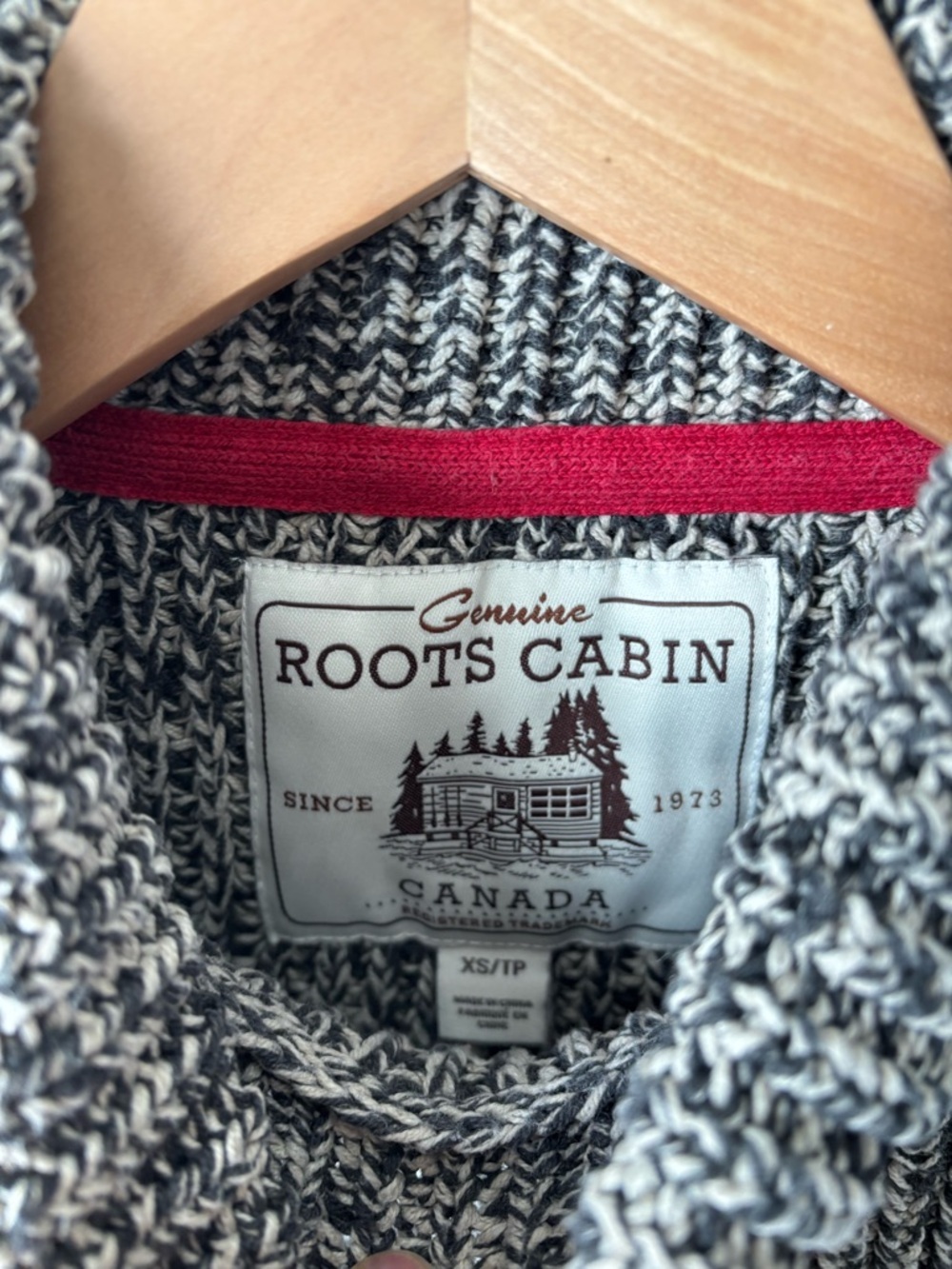 Roots Cabin Collection Colorblock Heritage Sweater | Salt & Pepper | Size XS - Picture 3 of 5